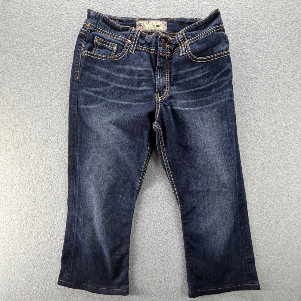 BKE Wendi Dark Wash Low Rise Denim Capri Jeans Womens 28 x 29.5 BKL5002S Blue